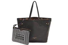 新品同様品 LOUIS VUITTON ルイ ヴィトン ネヴァーフル インサイドアウトMM リバーシブル トートバッグ M11946 ブラック ブラウン カーフスキン ゴールド金具 中古 4b012122