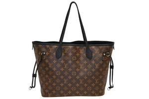 新品同様品 LOUIS VUITTON ルイ ヴィトン ネヴァーフル インサイドアウトMM リバーシブル トートバッグ M11946 ブラック ブラウン カーフスキン ゴールド金具 中古 4b012122