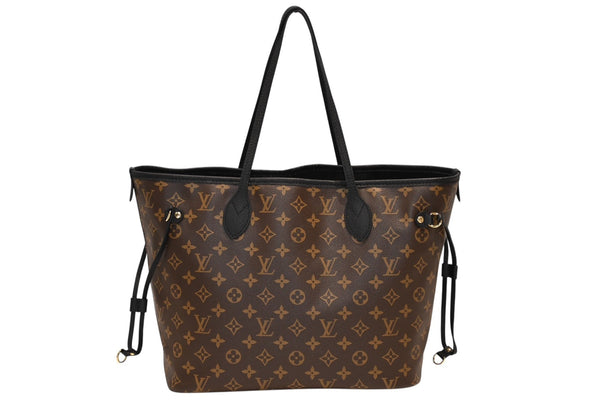 新品同様品 LOUIS VUITTON ルイ ヴィトン ネヴァーフル インサイドアウトMM リバーシブル トートバッグ M11946 ブラック ブラウン カーフスキン ゴールド金具 中古 4b012122