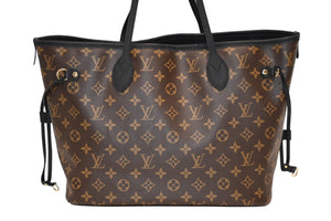 新品同様品 LOUIS VUITTON ルイ ヴィトン ネヴァーフル インサイドアウトMM リバーシブル トートバッグ M11946 ブラック ブラウン カーフスキン ゴールド金具 中古 4b012122
