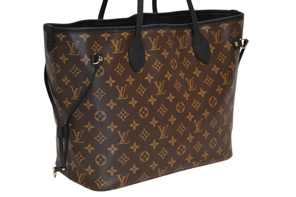 新品同様品 LOUIS VUITTON ルイ ヴィトン ネヴァーフル インサイドアウトMM リバーシブル トートバッグ M11946 ブラック ブラウン カーフスキン ゴールド金具 中古 4b012122