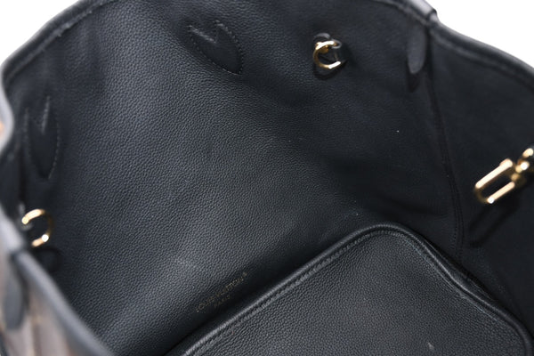 新品同様品 LOUIS VUITTON ルイ ヴィトン ネヴァーフル インサイドアウトMM リバーシブル トートバッグ M11946 ブラック ブラウン カーフスキン ゴールド金具 中古 4b012122