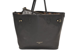 新品同様品 LOUIS VUITTON ルイ ヴィトン ネヴァーフル インサイドアウトMM リバーシブル トートバッグ M11946 ブラック ブラウン カーフスキン ゴールド金具 中古 4b012122