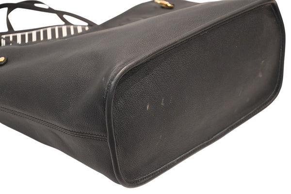 新品同様品 LOUIS VUITTON ルイ ヴィトン ネヴァーフル インサイドアウトMM リバーシブル トートバッグ M11946 ブラック ブラウン カーフスキン ゴールド金具 中古 4b012122