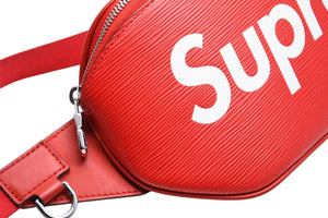 LOUIS VUITTON×Supreme ルイヴィトン×シュプリーム 17AW ボディバッグ バムバッグPM M53418 エピレザー レッド 美品 中古 4b012124