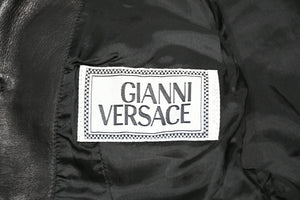 VERSACE ヴェルサーチ ヴィンテージ ムートン レザー ベスト ブラック 美品 中古 4b012160