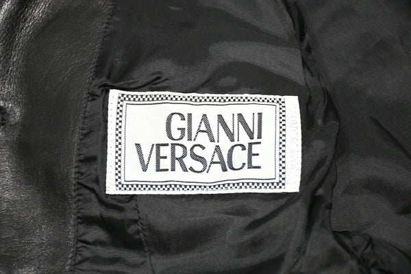 VERSACE ヴェルサーチ ヴィンテージ ムートン レザー ベスト ブラック 美品 中古 4b012160