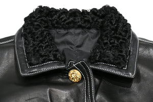 VERSACE ヴェルサーチ ヴィンテージ ムートン レザー ベスト ブラック 美品 中古 4b012160