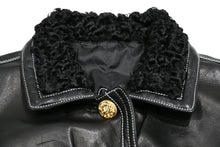 画像をギャラリービューアに読み込む, VERSACE ヴェルサーチ ヴィンテージ ムートン レザー ベスト ブラック 美品 中古 4b012160