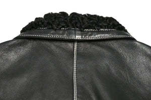 VERSACE ヴェルサーチ ヴィンテージ ムートン レザー ベスト ブラック 美品 中古 4b012160