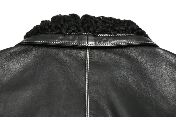 VERSACE ヴェルサーチ ヴィンテージ ムートン レザー ベスト ブラック 美品 中古 4b012160