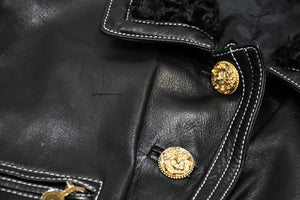 VERSACE ヴェルサーチ ヴィンテージ ムートン レザー ベスト ブラック 美品 中古 4b012160