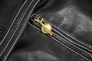 VERSACE ヴェルサーチ ヴィンテージ ムートン レザー ベスト ブラック 美品 中古 4b012160