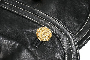 VERSACE ヴェルサーチ ヴィンテージ ムートン レザー ベスト ブラック 美品 中古 4b012160