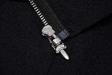 Load image into Gallery viewer, 新品未使用 CHROME HEARTS クロムハーツ ジップアップフーディー パーカー サイズL ブラック ホワイト オールドイングリッシュロゴ 中古 4b012176