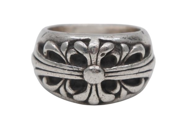 CHROME HEARTS クロムハーツ FLORAL CROSS フローラルクロス リング 指輪 重量約16.8g サイズ15号 スターリングシルバー 美品 中古 4b012188