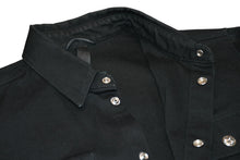 Load image into Gallery viewer, 極美品 CHROME HEARTS クロムハーツ WORK DOG ワークドッグ デニムシャツ サイズL クロスボールボタン ブラック 中古 4b012190