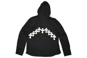 極美品 CHROME HEARTS クロムハーツ メッシュトラックフーディー サイズL アフターセメタリークロスパッチ 9パッチ クロスボール 中古 4b012191
