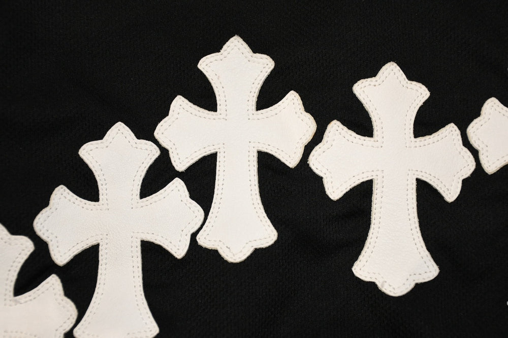 極美品 CHROME HEARTS クロムハーツ メッシュトラックフーディー サイズL アフターセメタリークロスパッチ 9パッチ クロスボール 中古 4b012191