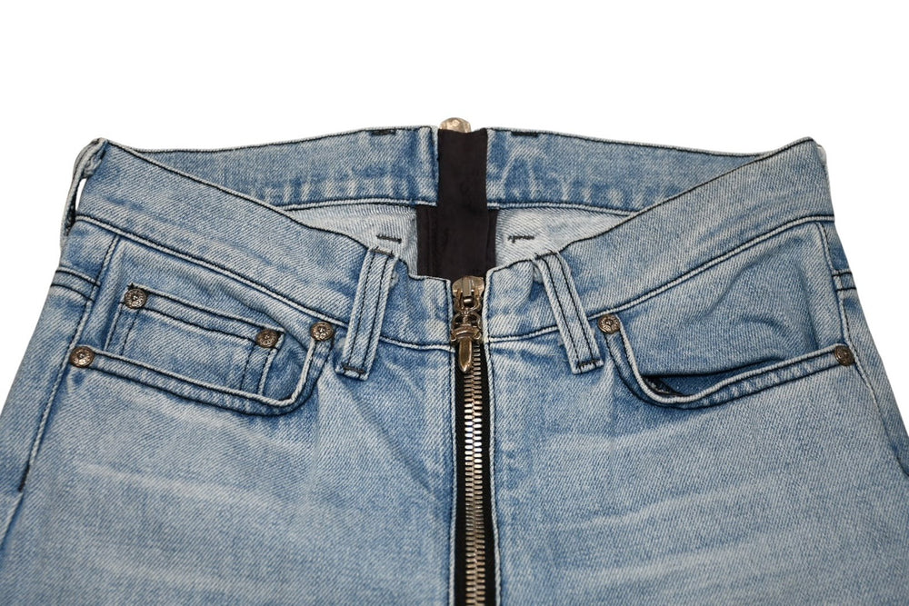 CHROME HEARTS クロムハーツ セパレートジップデニムパンツ ジーンズ サイズ25 クロスボール インディゴブルー 美品 中古 4b012204