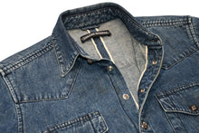 Load image into Gallery viewer, CHROME HEARTS クロムハーツ デニムウエスタンシャツ 長袖シャツ サイズSM CHクロスパッチ 2パッチ クロスボールボタン 良品 中古 4b012205