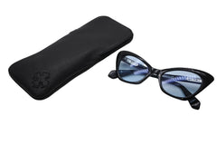 CHROME HEARTS クロムハーツ PM サングラス アイウェア サイズ52□18-143 アセテート シルバー925 ブラック ブルー 美品 中古 4b012207