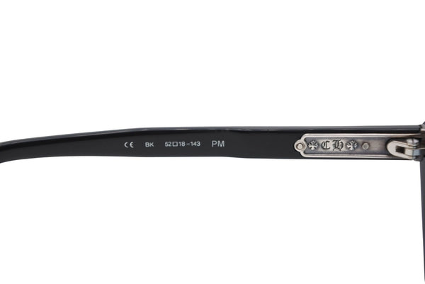 CHROME HEARTS クロムハーツ PM サングラス アイウェア サイズ52□18-143 アセテート シルバー925 ブラック ブルー 美品 中古 4b012207