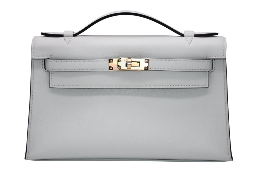 未使用 HERMES エルメス ハンドバッグ ポシェットケリー K刻印 グリペール スイフト ゴールド金具 中古 4b012214