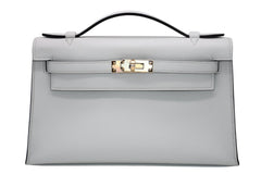 未使用 HERMES エルメス ハンドバッグ ポシェットケリー K刻印 グリペール スイフト ゴールド金具 中古 4b012214