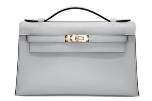 未使用 HERMES エルメス ハンドバッグ ポシェットケリー K刻印 グリペール スイフト ゴールド金具 中古 4b012214