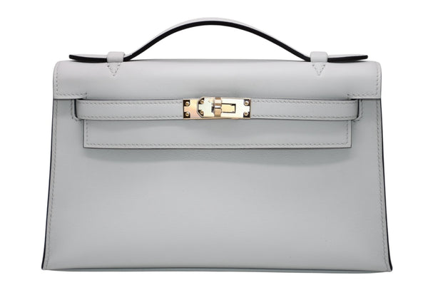 未使用 HERMES エルメス ハンドバッグ ポシェットケリー K刻印 グリペール スイフト ゴールド金具 中古 4b012214