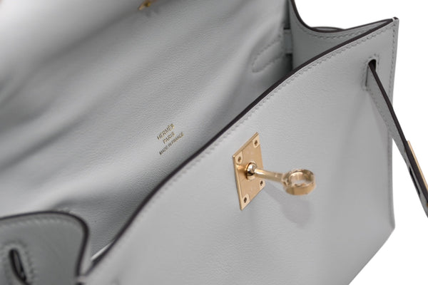 未使用 HERMES エルメス ハンドバッグ ポシェットケリー K刻印 グリペール スイフト ゴールド金具 中古 4b012214