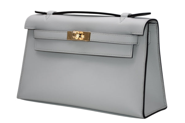 未使用 HERMES エルメス ハンドバッグ ポシェットケリー K刻印 グリペール スイフト ゴールド金具 中古 4b012214