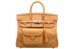 新品未使用 HERMES エルメス バーキンカーゴ 25 ハンドバッグ Z刻印 セサミ シルバー金具 中古 4b012218