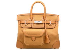 新品未使用 HERMES エルメス バーキンカーゴ 25 ハンドバッグ Z刻印 セサミ シルバー金具 中古 4b012218