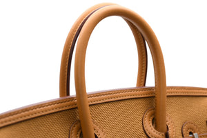 新品未使用 HERMES エルメス バーキンカーゴ 25 ハンドバッグ Z刻印 セサミ シルバー金具 中古 4b012218