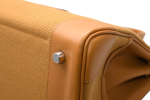 新品未使用 HERMES エルメス バーキンカーゴ 25 ハンドバッグ Z刻印 セサミ シルバー金具 中古 4b012218