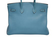 画像をギャラリービューアに読み込む, 極美品 HERMES エルメス BIRKIN バーキン35 ブルージーン シルバー金具 トゴ ハンドバッグ □G刻印 中古 4b012225