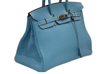 画像をギャラリービューアに読み込む, 極美品 HERMES エルメス BIRKIN バーキン35 ブルージーン シルバー金具 トゴ ハンドバッグ □G刻印 中古 4b012225