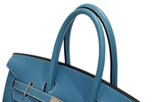 画像をギャラリービューアに読み込む, 極美品 HERMES エルメス BIRKIN バーキン35 ブルージーン シルバー金具 トゴ ハンドバッグ □G刻印 中古 4b012225