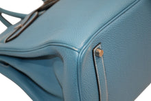 画像をギャラリービューアに読み込む, 極美品 HERMES エルメス BIRKIN バーキン35 ブルージーン シルバー金具 トゴ ハンドバッグ □G刻印 中古 4b012225