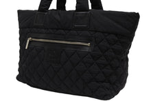 Load image into Gallery viewer, CHANEL シャネル コココクーン MM トートバッグ A48611 13番台 ココマーク ナイロン レザー ブラック シルバー金具 美品 中古 4b012248