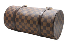 Load image into Gallery viewer, LOUIS VUITTON ルイヴィトン ダミエ エベヌ パピヨンPM ハンドバッグ N51304 筒型 ドラム型 ブラウン ゴールド金具 美品 中古 4b009213