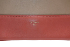 極美品 CELINE セリーヌ フレームショルダーバッグ バイカラー レザー レッド ブラウン ゴールド金具 中古 4b012255