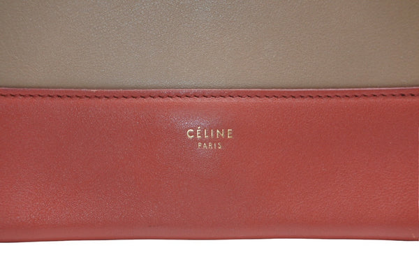 極美品 CELINE セリーヌ フレームショルダーバッグ バイカラー レザー レッド ブラウン ゴールド金具 中古 4b012255