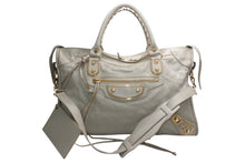 Load image into Gallery viewer, BALENCIAGA バレンシアガ クラシック シティ ハンドバッグ 2WAY 535269 レザー グレー ゴールド金具 美品 中古 4b012459