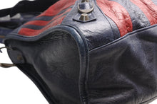 Load image into Gallery viewer, BALENCIAGA バレンシアガ クラシック シティ ハンドバッグ 2WAY 002123 レザー ネイビー レッド アンティークブラック金具 美品 中古 4b012489