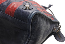 Load image into Gallery viewer, BALENCIAGA バレンシアガ クラシック シティ ハンドバッグ 2WAY 002123 レザー ネイビー レッド アンティークブラック金具 美品 中古 4b012489