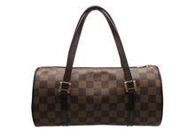 Load image into Gallery viewer, LOUIS VUITTON ルイヴィトン ダミエ エベヌ パピヨンPM ハンドバッグ N51304 筒型 ドラム型 ブラウン ゴールド金具 美品 中古 4b009213