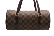 Load image into Gallery viewer, LOUIS VUITTON ルイヴィトン ダミエ エベヌ パピヨンPM ハンドバッグ N51304 筒型 ドラム型 ブラウン ゴールド金具 美品 中古 4b009213